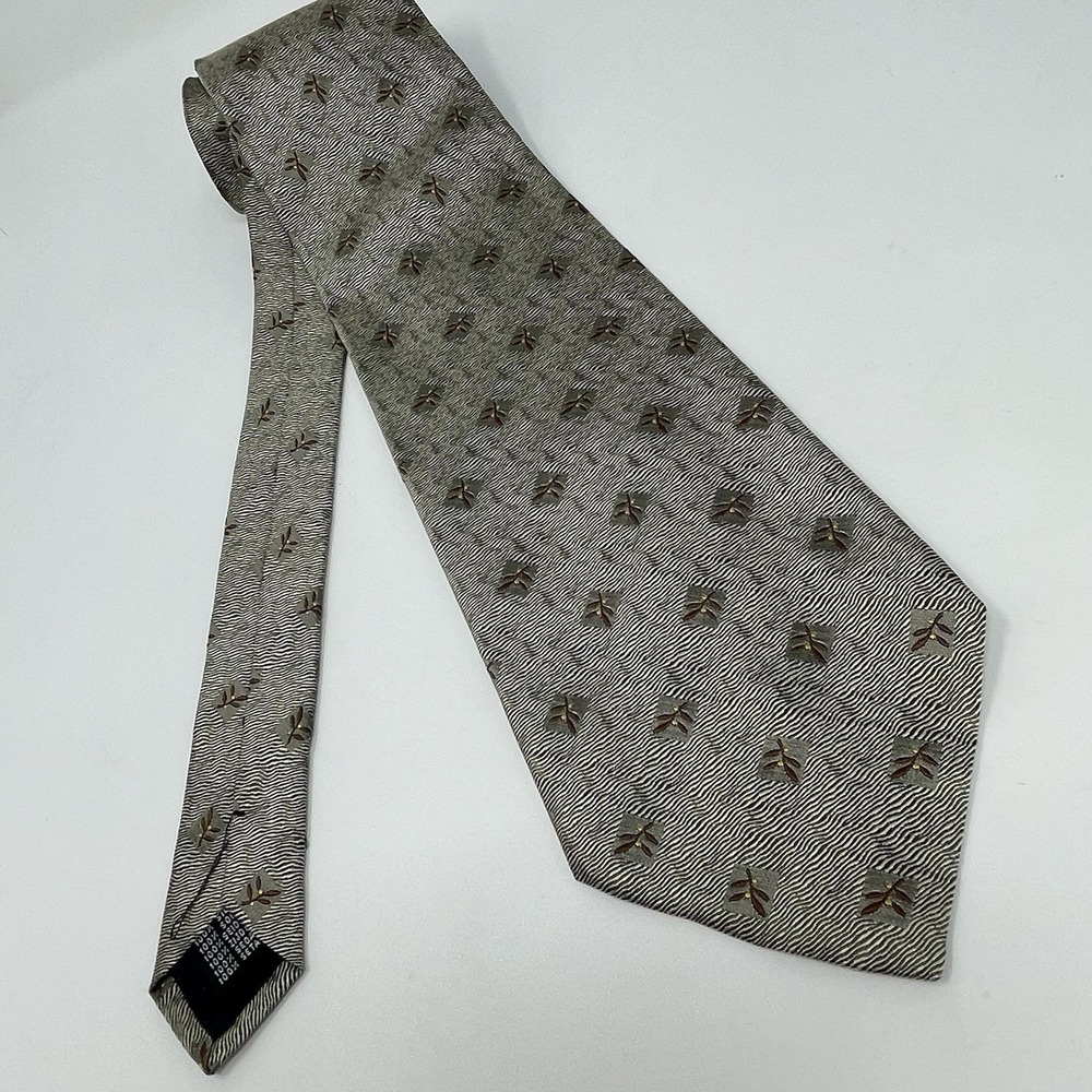Galante Uomo Tie Handmade Italy Silk Brown Cream Gray VTG 4x56" Pattern Classic - Picture 2 of 8